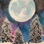 Snowy Night with Moon